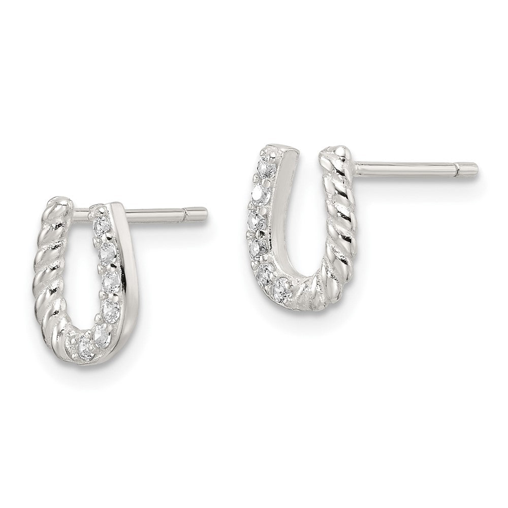 Sterlingsilber E-coating Zirkonia Hufeisen Ohrringe