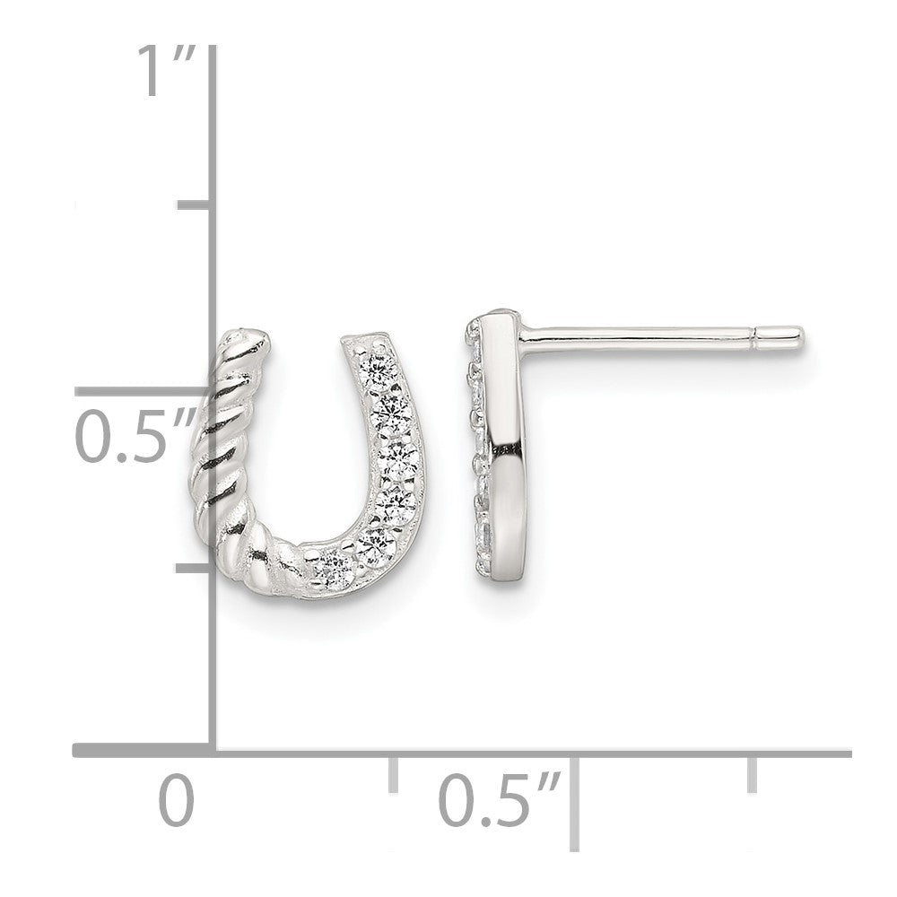 Sterlingsilber E-coating Zirkonia Hufeisen Ohrringe