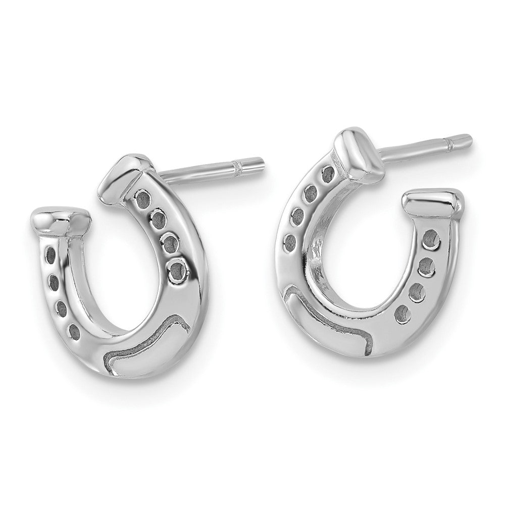 Sterlingsilber Rhodiniert Hufeisen Ohrstecker