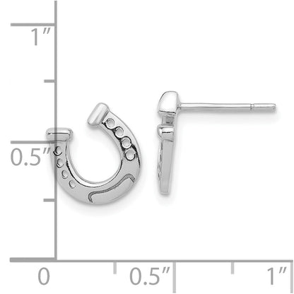 Sterlingsilber Rhodiniert Hufeisen Ohrstecker