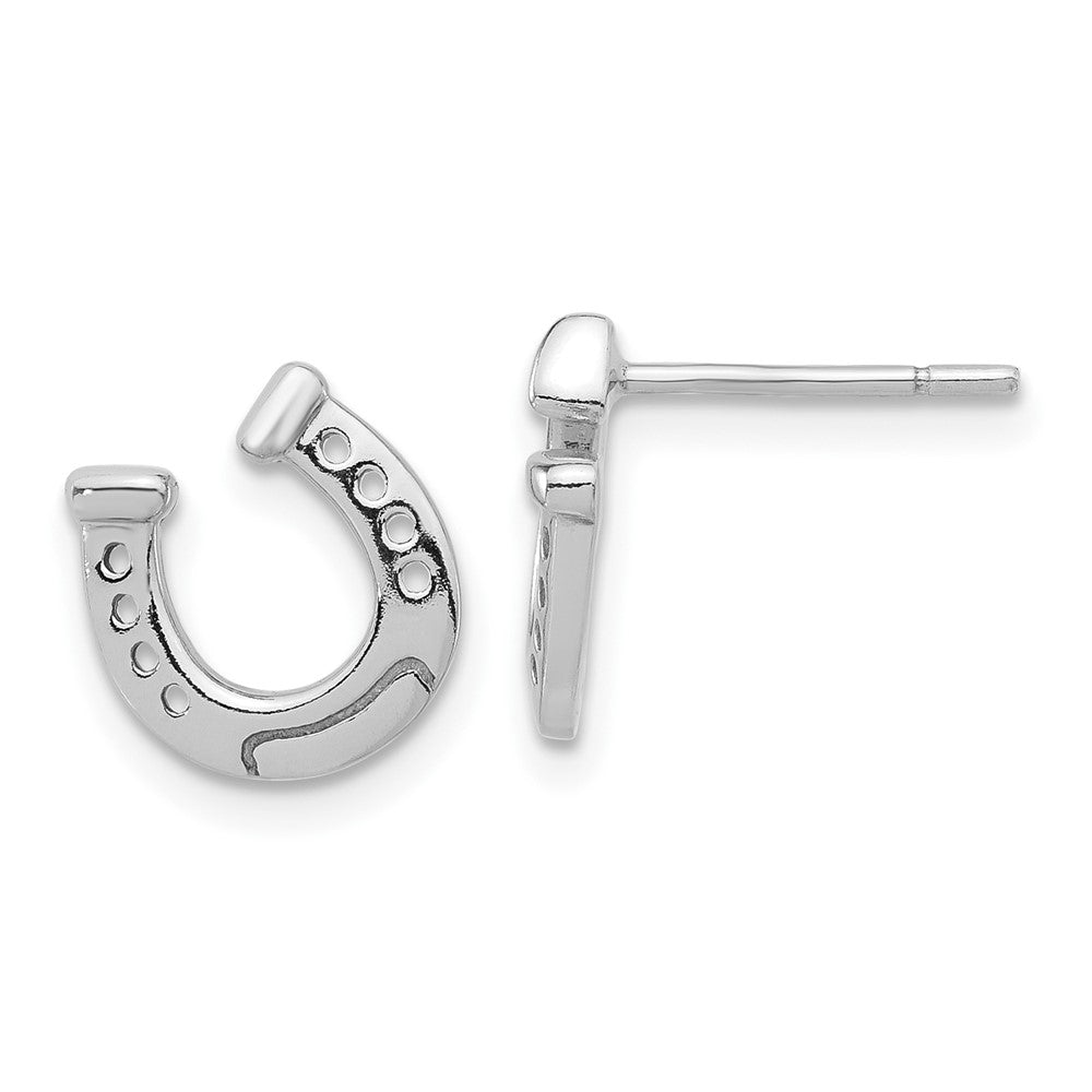Sterlingsilber Rhodiniert Hufeisen Ohrstecker