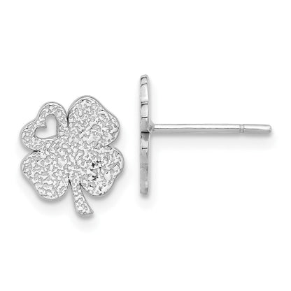 Sterlingsilber Rhodiniert Strukturiert Klee Ohrstecker