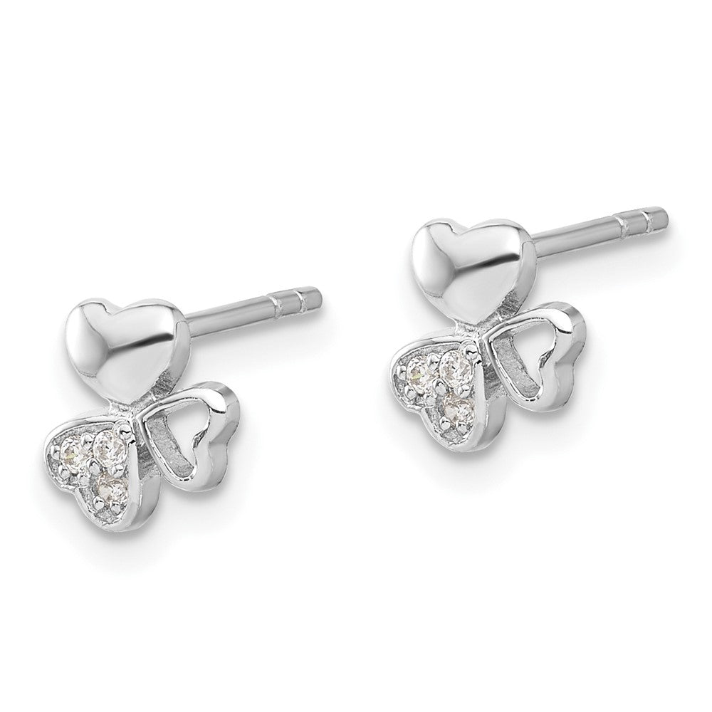 Sterlingsilber Rhodiniert Zirkonia 3 Herz Ohrstecker