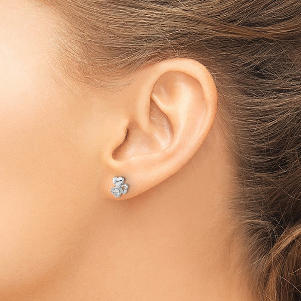 Sterlingsilber Rhodiniert Zirkonia 3 Herz Ohrstecker