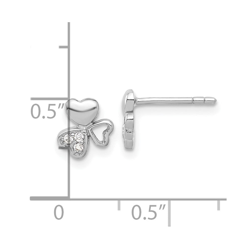 Sterlingsilber Rhodiniert Zirkonia 3 Herz Ohrstecker