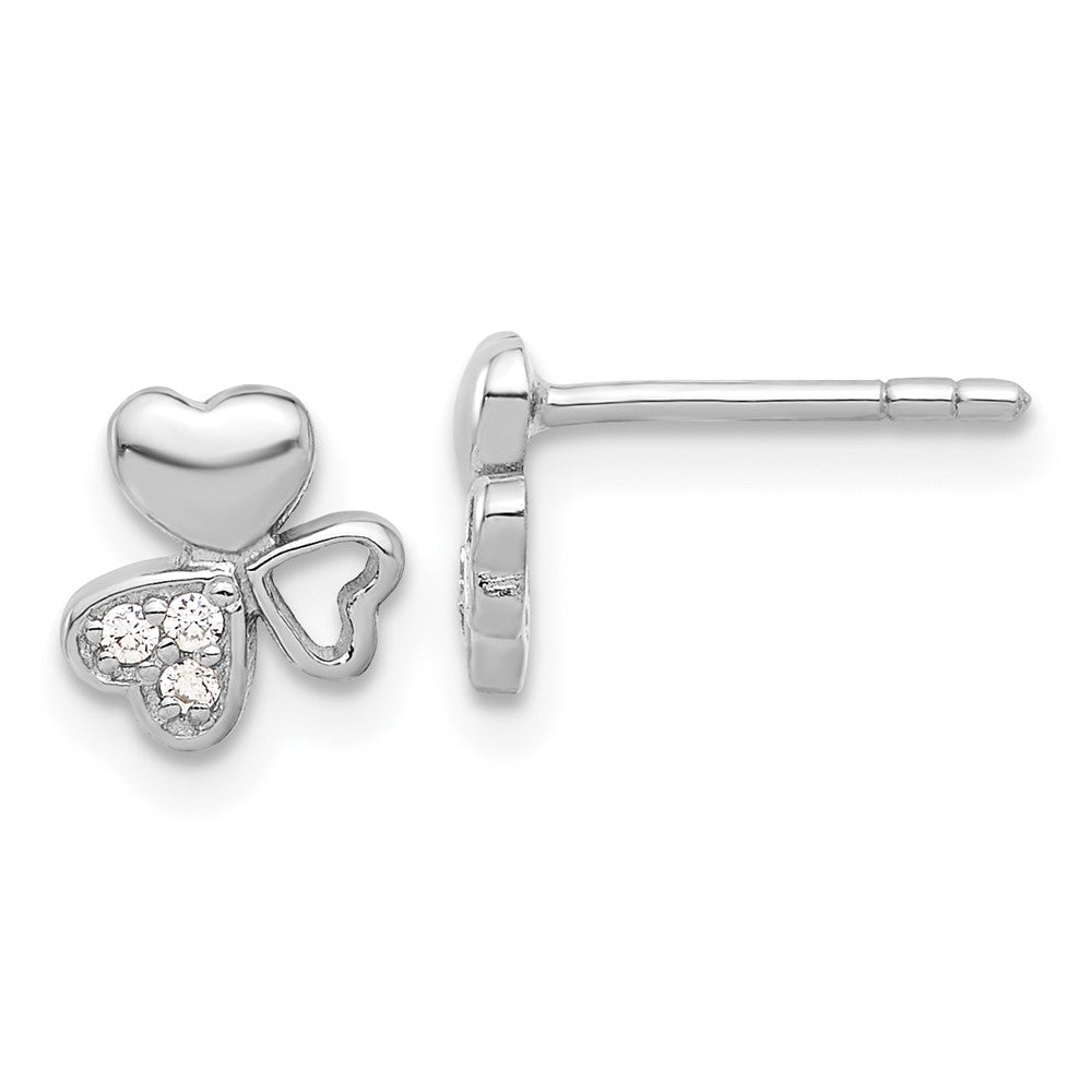 Sterlingsilber Rhodiniert Zirkonia 3 Herz Ohrstecker