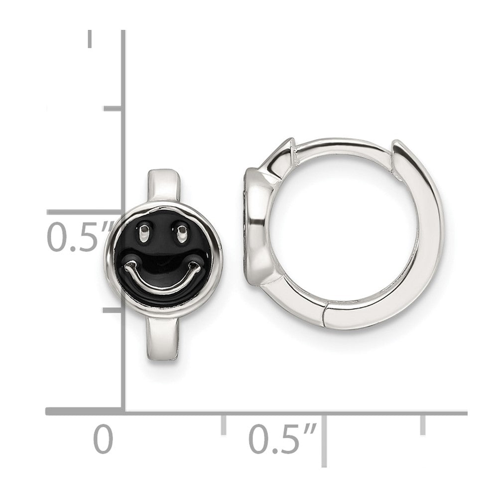 Sterlingsilber E-coating Schwarz Emaille Smiley Face Creolen