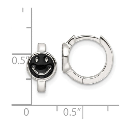 Sterlingsilber E-coating Schwarz Emaille Smiley Face Creolen