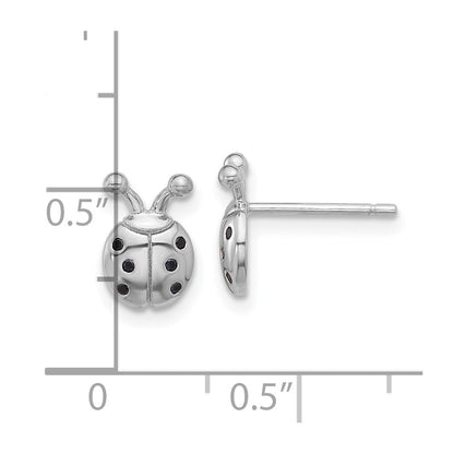 Sterlingsilber Glanz Platin-beschichtet Schwarz Spinell Marienkäfer Ohrstecker