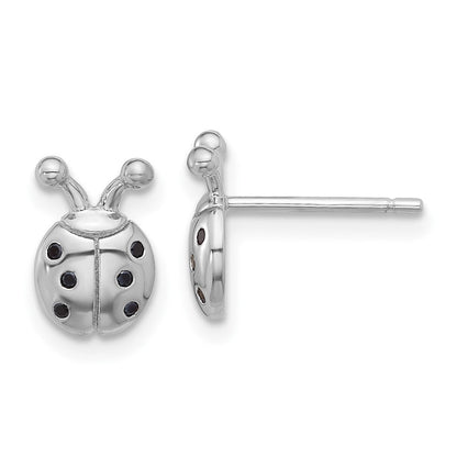 Sterlingsilber Glanz Platin-beschichtet Schwarz Spinell Marienkäfer Ohrstecker