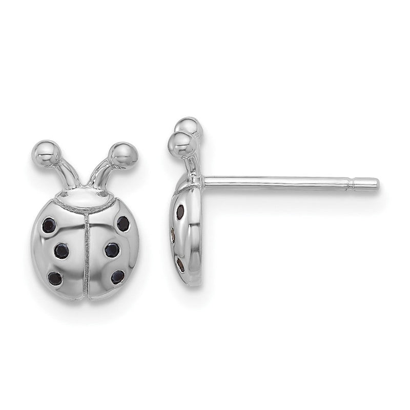 Sterlingsilber Glanz Platin-beschichtet Schwarz Spinell Marienkäfer Ohrstecker