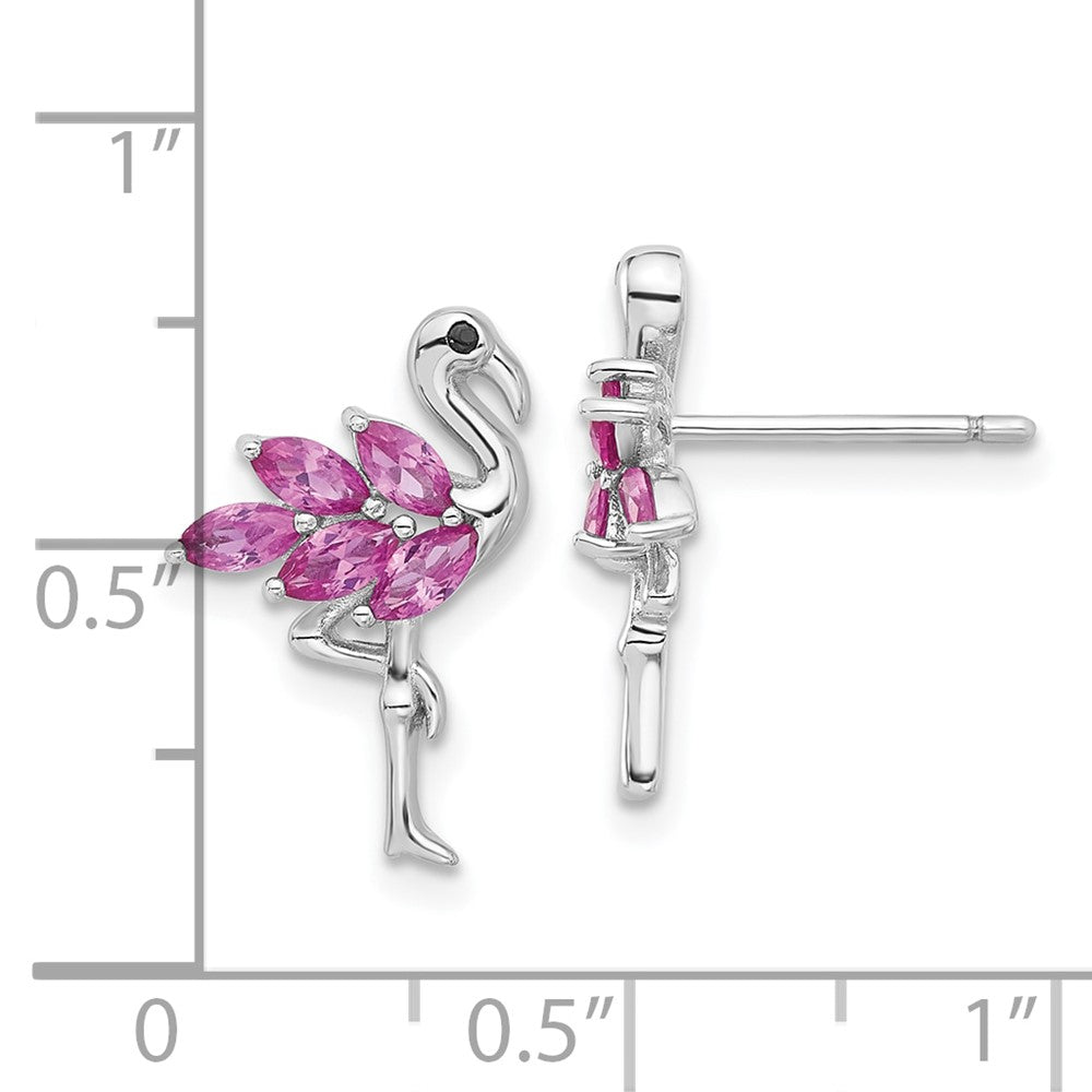 Sterlingsilber Rhodiniert Rosa Kristall Flamingo Ohrstecker