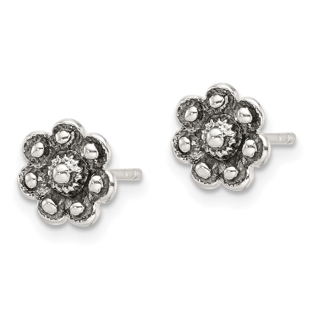 Sterlingsilber Oxidiert Blume Ohrstecker
