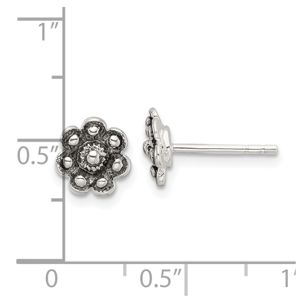 Sterlingsilber Oxidiert Blume Ohrstecker