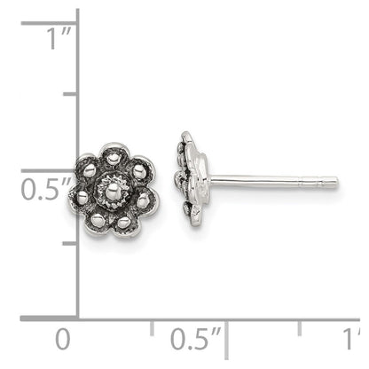 Sterlingsilber Oxidiert Blume Ohrstecker