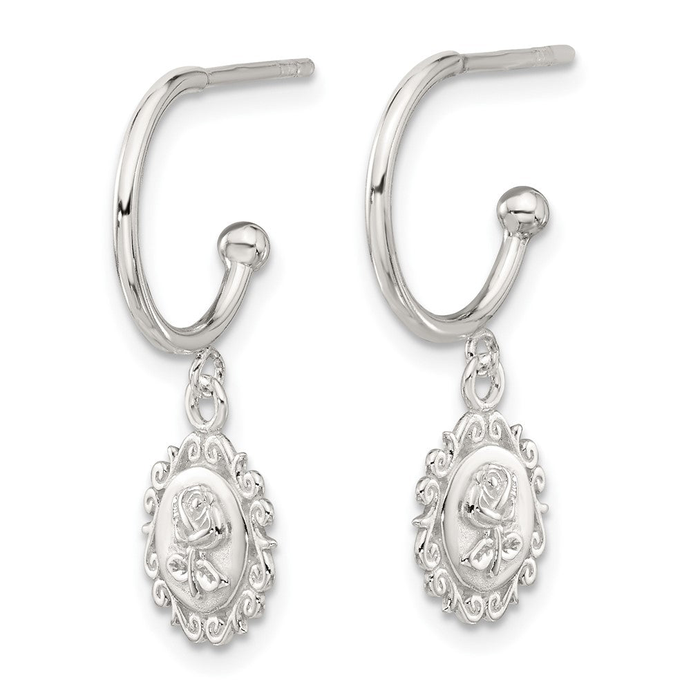 Sterlingsilber E-coated Rose Hängend Stecker Creolen