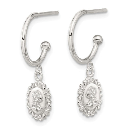 Sterlingsilber E-coated Rose Hängend Stecker Creolen