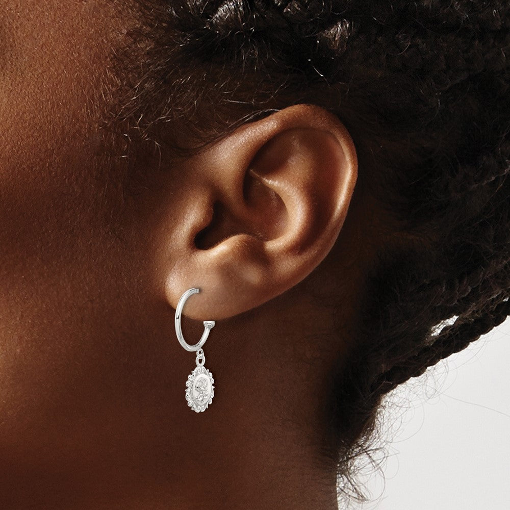 Sterlingsilber E-coated Rose Hängend Stecker Creolen