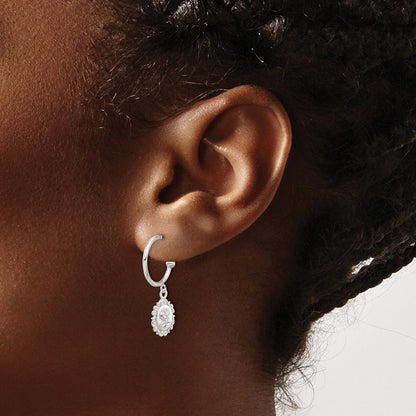 Sterlingsilber E-coated Rose Hängend Stecker Creolen