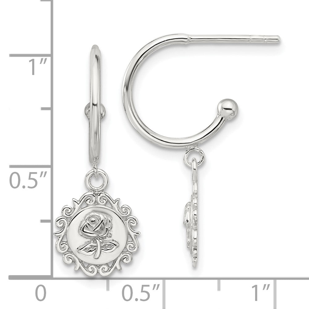 Sterlingsilber E-coated Rose Hängend Stecker Creolen