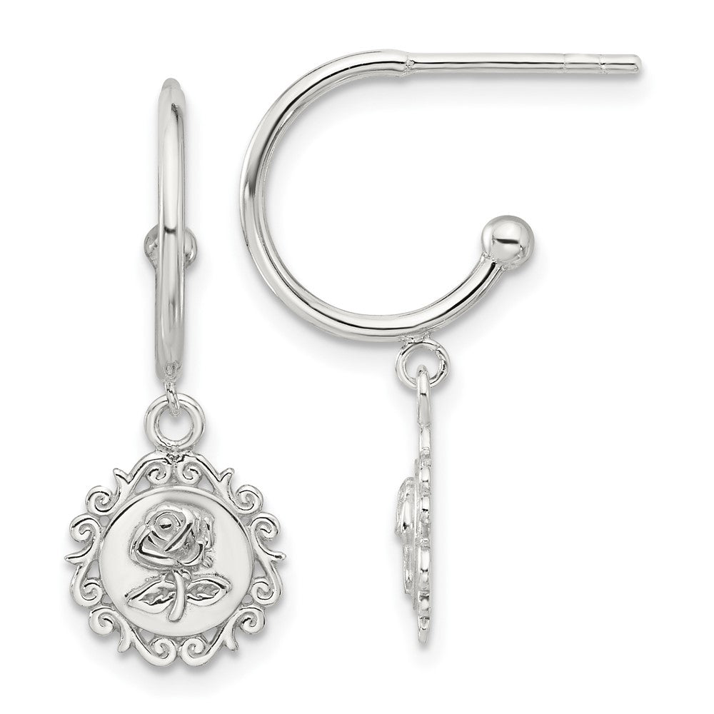 Sterlingsilber E-coated Rose Hängend Stecker Creolen