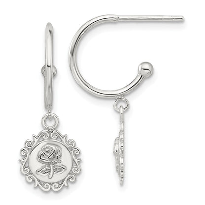 Sterlingsilber E-coated Rose Hängend Stecker Creolen