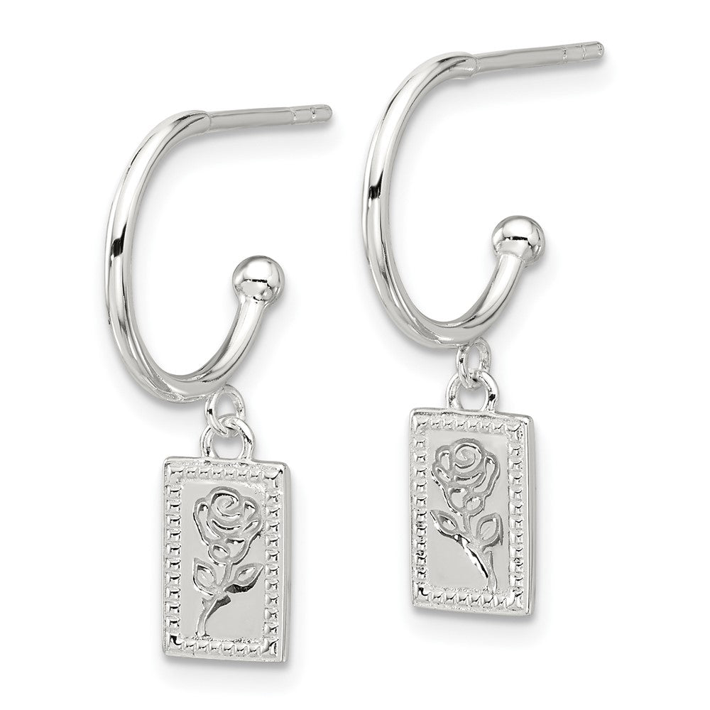 Sterlingsilber E-coated Rose Hängend Stecker Creolen