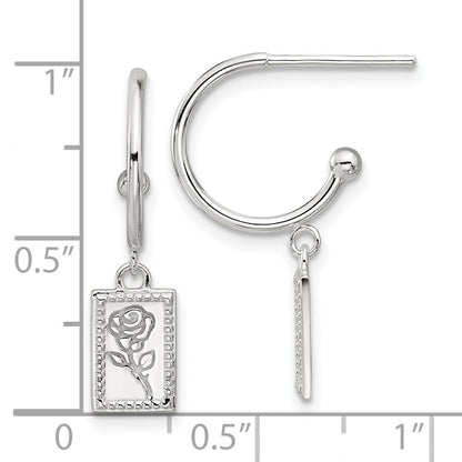 Sterlingsilber E-coated Rose Hängend Stecker Creolen