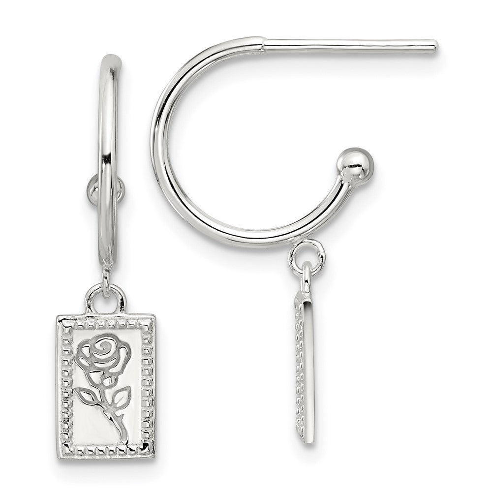 Sterlingsilber E-coated Rose Hängend Stecker Creolen