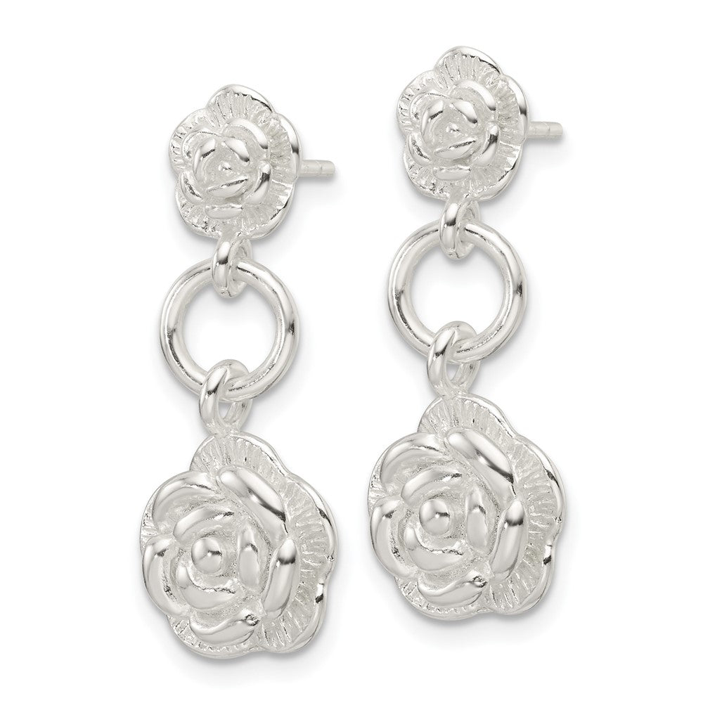 Sterlingsilber E-coating Rose Hängend Ohrstecker