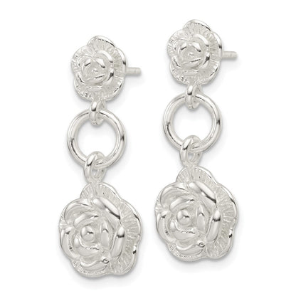Sterlingsilber E-coating Rose Hängend Ohrstecker