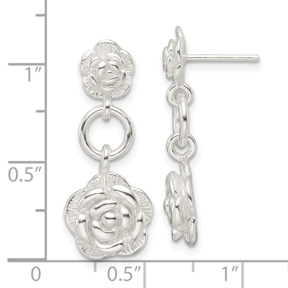 Sterlingsilber E-coating Rose Hängend Ohrstecker