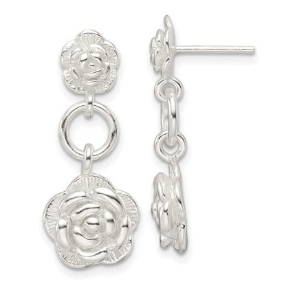 Sterlingsilber E-coating Rose Hängend Ohrstecker