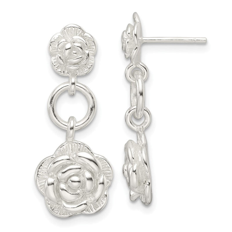 Sterlingsilber E-coating Rose Hängend Ohrstecker
