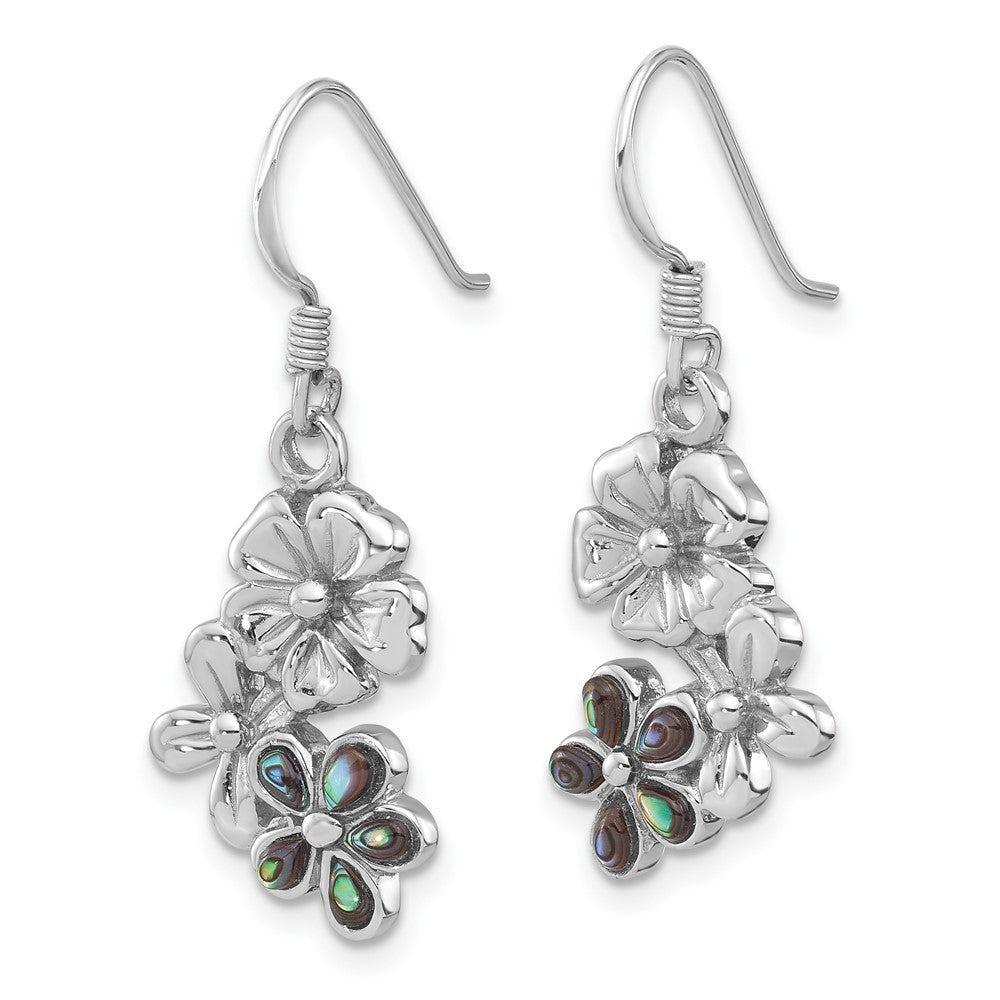 Sterlingsilber Rhodiniert Poliert Abalone Trio Blume Ohrringe