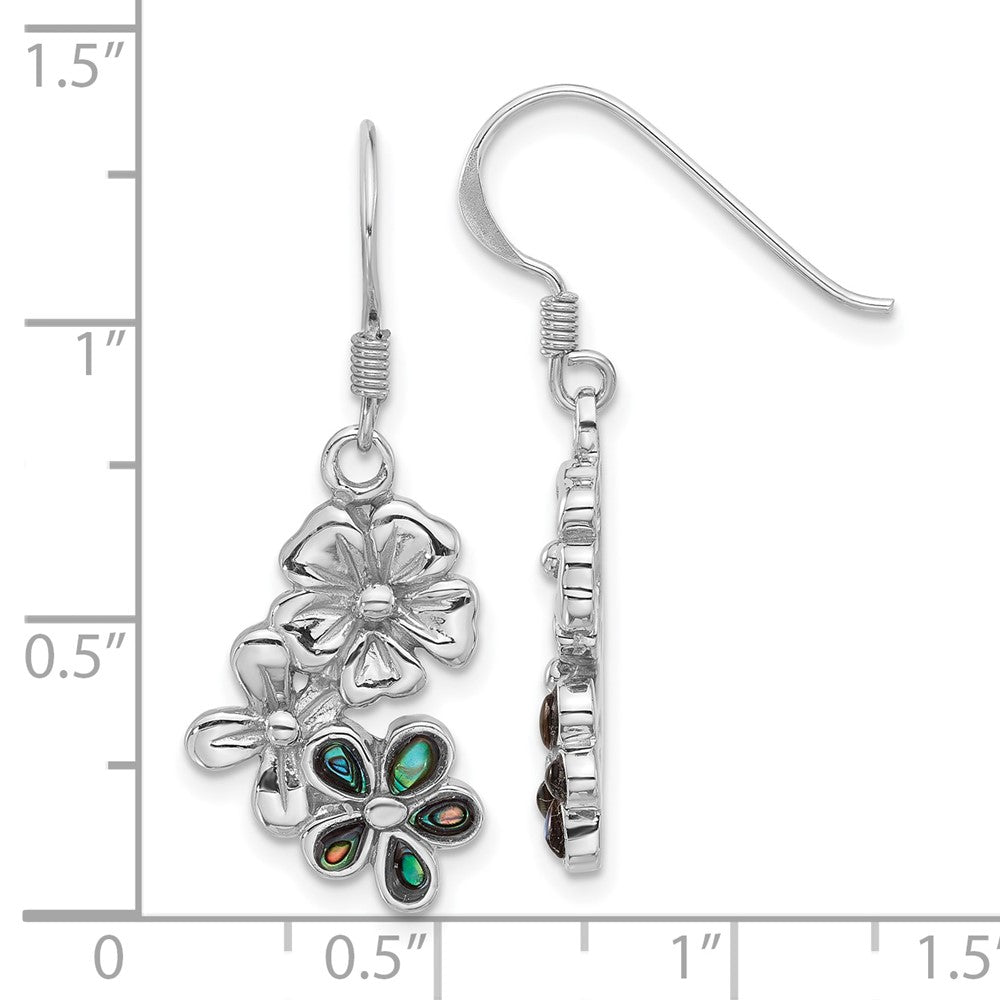 Sterlingsilber Rhodiniert Poliert Abalone Trio Blume Ohrringe