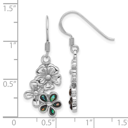 Sterlingsilber Rhodiniert Poliert Abalone Trio Blume Ohrringe