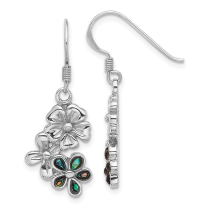 Sterlingsilber Rhodiniert Poliert Abalone Trio Blume Ohrringe