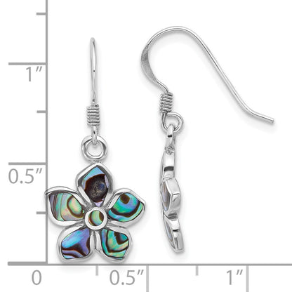 Sterlingsilber Rhodiniert Poliert Abalone Blume Ohrhänger