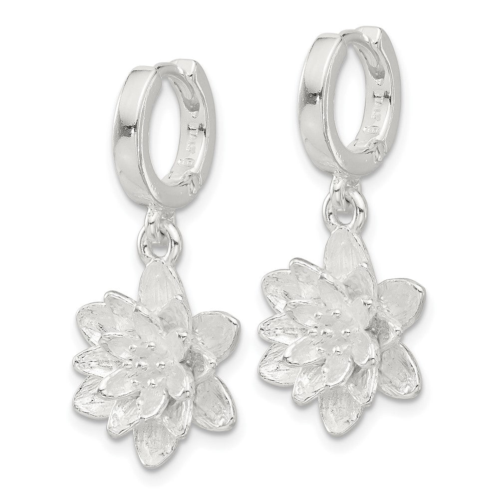 Sterlingsilber Lotus Blume Hängend Klappbar Creolen