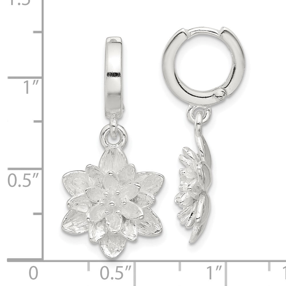 Sterlingsilber Lotus Blume Hängend Klappbar Creolen