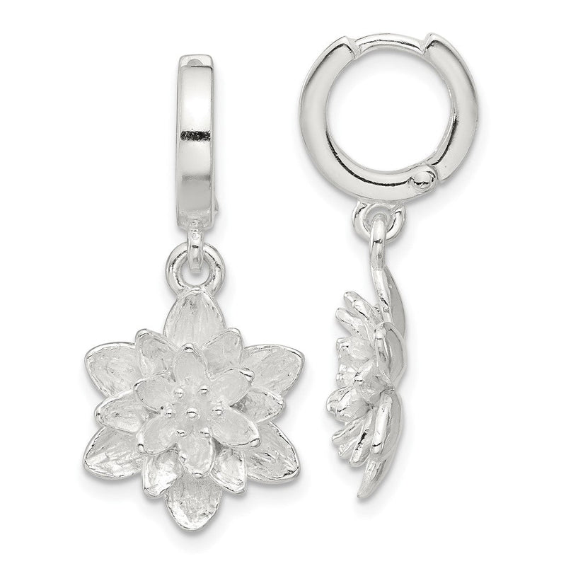 Sterlingsilber Lotus Blume Hängend Klappbar Creolen