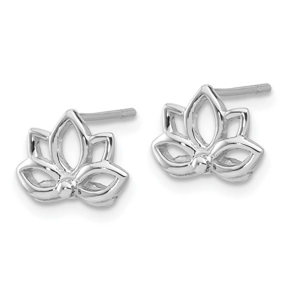 Sterlingsilber Rhodiniert Lotus Blume Ohrstecker
