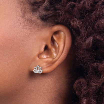 Sterlingsilber Rhodiniert Lotus Blume Ohrstecker
