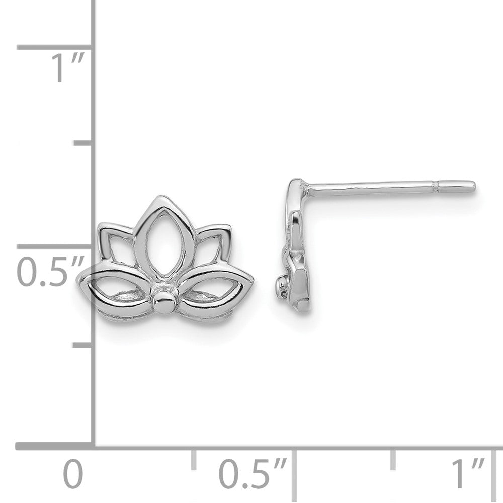 Sterlingsilber Rhodiniert Lotus Blume Ohrstecker