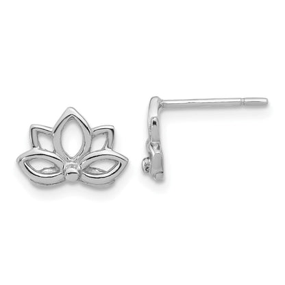 Sterlingsilber Rhodiniert Lotus Blume Ohrstecker