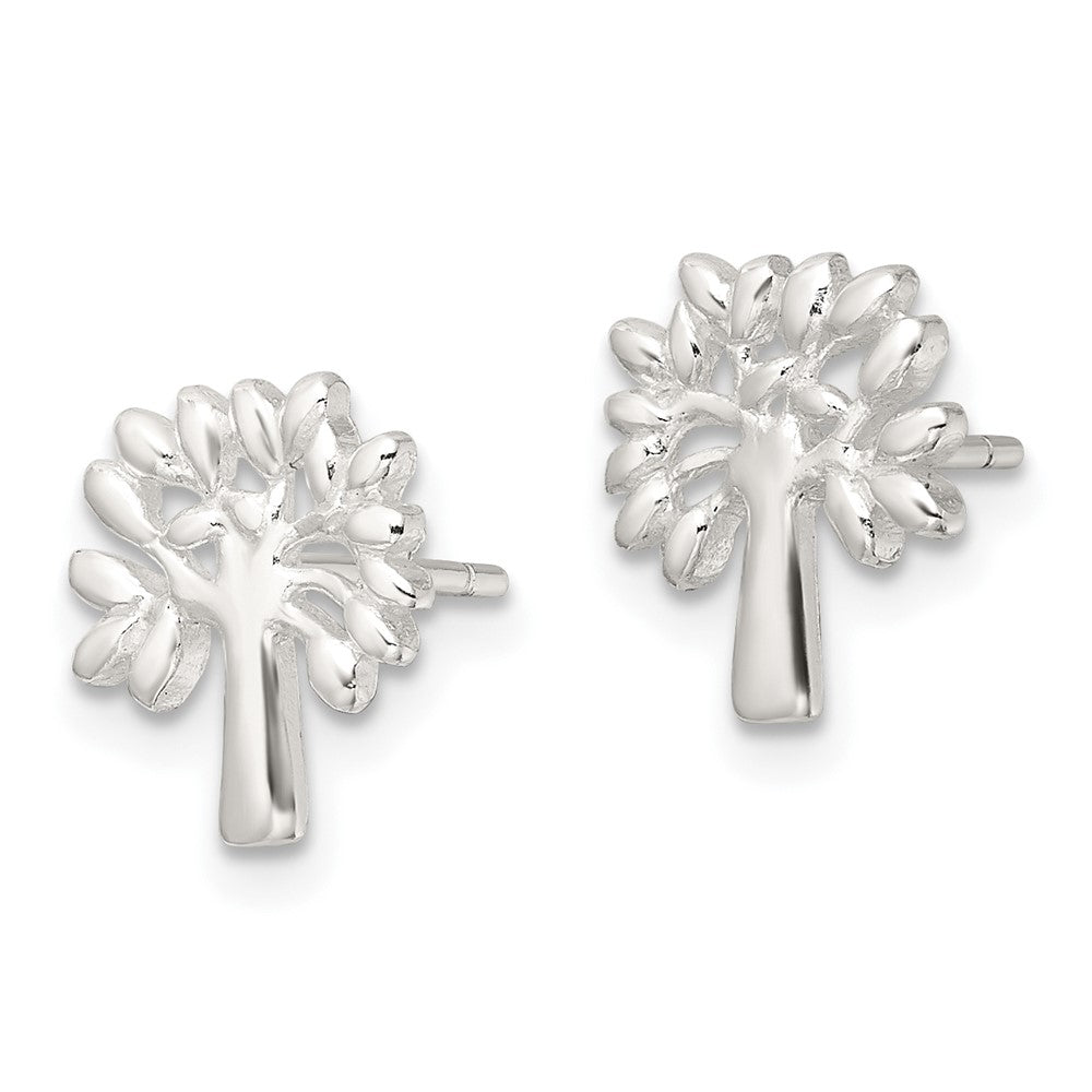 Sterlingsilber E-coating Poliert Baum Ohrstecker
