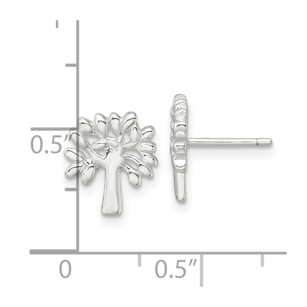 Sterlingsilber E-coating Poliert Baum Ohrstecker