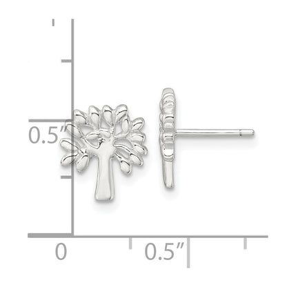 Sterlingsilber E-coating Poliert Baum Ohrstecker