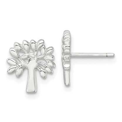 Sterlingsilber E-coating Poliert Baum Ohrstecker